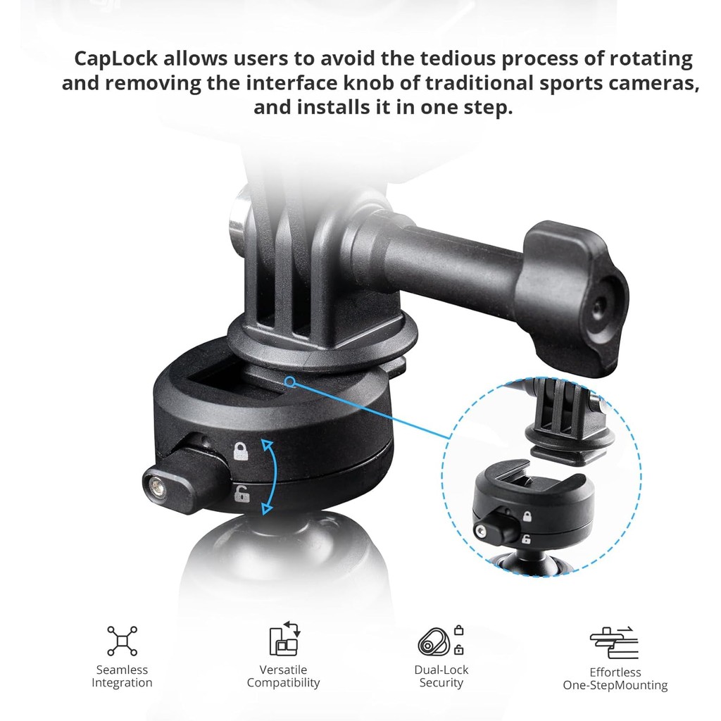 Pgytech CapLock กล้องแอคชั่นแคมเมราเสาขยายขาตั้งกล้องสําหรับ DJI OSMO Action 5Pro/4/3Gopro 13/12/11Insta360