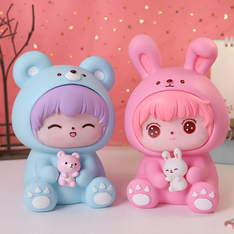 【พร้อมส่ง】Piggy Bank การ์ตูนน่ารักไม่แนะนำกระปุกออมสินเดสก์ท็อปตุ๊กตาไวนิลของขวัญปีใหม่กระปุกออมสิน