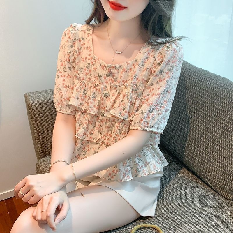 เสื้อลายดอกใบบัวแขนสั้น thumbnail 3
