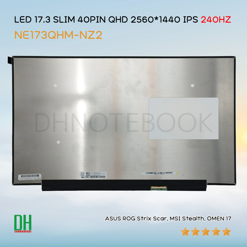 อะไหล่หน้าจอ LCD 17.3" BOE สำหรับ ASUS ROG Strix Scar, MSI Stealth, OMEN 17, และรุ่นอื่น ๆ Quad-HD 2