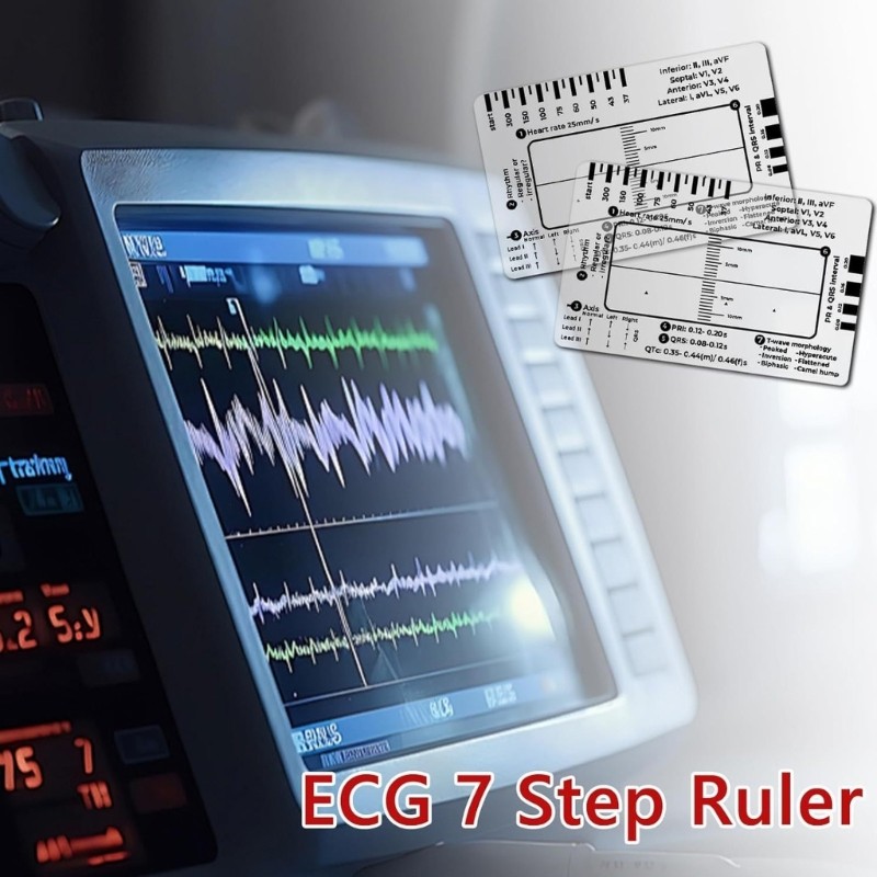 EV Electrocardiogram 7 Step Ruler Card สําหรับใช้ในนักวิชาการพยาบาลและนักเรียน