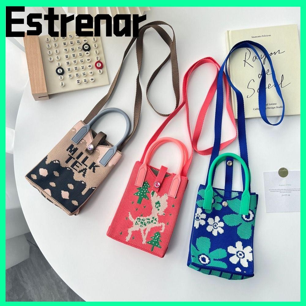 Estrenar กระเป๋าถือถักผู้หญิง Casual สี Handmade กระเป๋าสะพายกระเป๋าช้อปปิ้ง Tote Bag