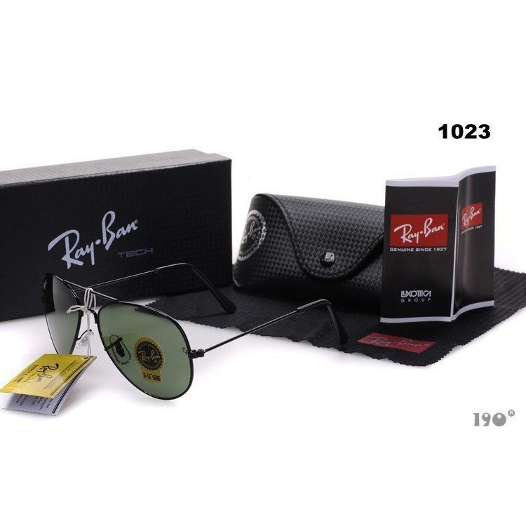 Rayban 100% 2019 แว่นกันแดด Ray-Ban Unisex Aviator สีดําสีเขียว XRBP