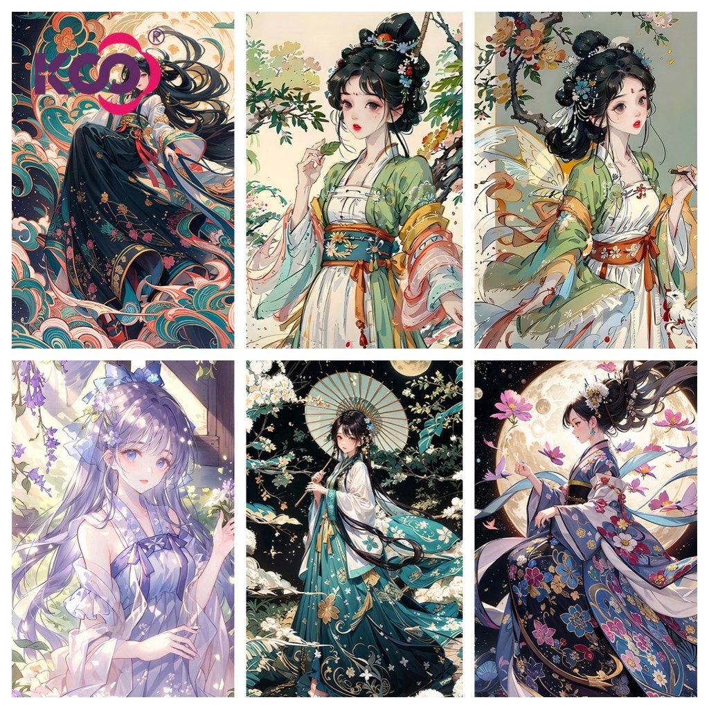 [KS] เครื่องแต่งกายโบราณสาว 5ง ภาพวาดเพชรเพชรเต็มห้องนั่งเล่น เพชรแปะ ปักครอสติสห้องนอนห้องรับประทานอาหารเพชรเย็บปักถักร้อยตกแต่งบ้าน 30x40 ซม./