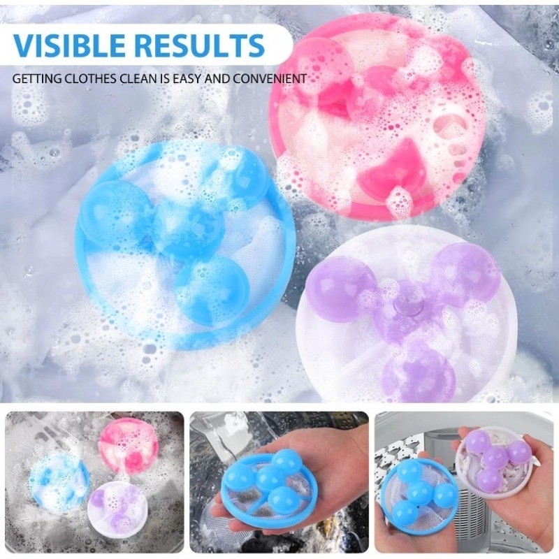 5/8/10 ชิ้นตาข่ายกรองเครื่องซักผ้า / ตัวกรองเครื่องซักผ้าแบบใช้ซ้ําได้ / ลูกบอลทําความสะอาดเสื้อผ้าซักรีดป้องกันการม้วน - รูปที่ 3