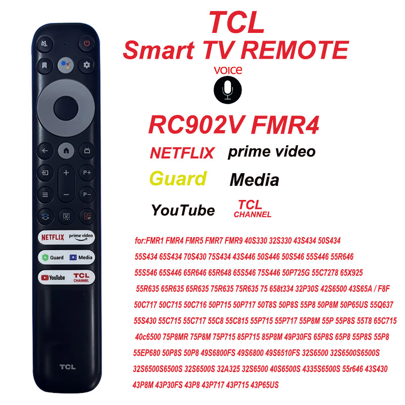 ของแท้ คำสั่งเสียง Remote รีโมททีวี TCL LCD Smart 4K UHD TV รีโมท RC902V FMR1 FMR4 FMR5 FMR7 FMR9 65