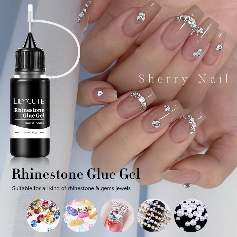 Lillycute เล็บ Rhinestone กาวเจลสําหรับ DIY กาวทาเล็บ Super Strong กาวที่แม่นยําสําหรับเล็บ Charms Rhinestones ลูกปัด