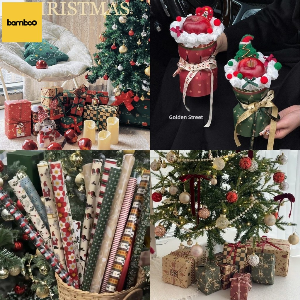 กระดาษตกแต่ง กระดาษห่อลายการ์ตูน gift wrapping paper กระดาษคราฟท์เนื้อหนา ห่อช่อดอกไม้ DIY สําหรับตกแต่งปาร์ตี้ปีใหม่