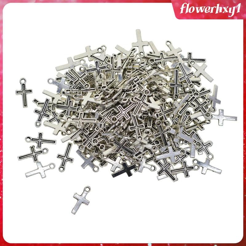 [Flowerhxy1] 200 ชิ้นจี้ไม้กางเขน Charms ผลการค้นหาโลหะผสมสําหรับเครื่องประดับ DIY