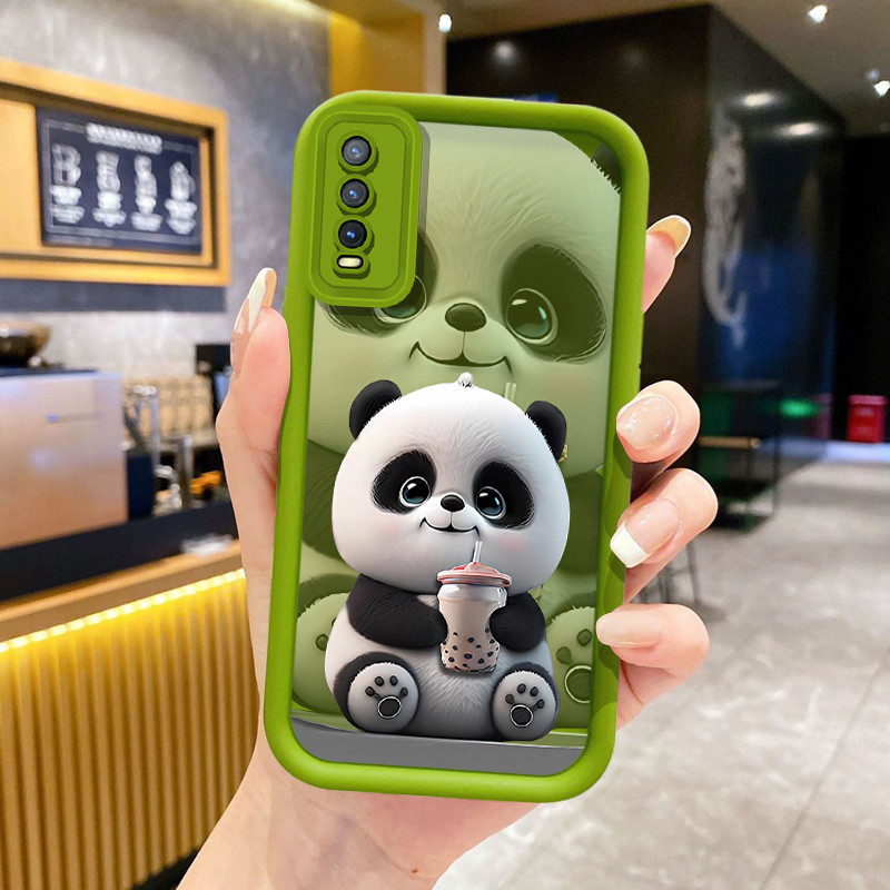 น่ารักนมชา Panda Chan เคสโทรศัพท์สําหรับ VIVO Y20 V1901A V2026 V2033 V2027V2032 V2042 V2029 V2028 V2