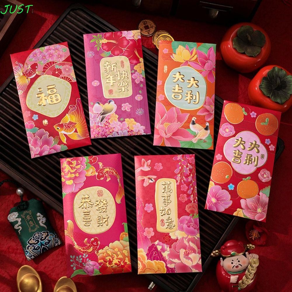 Just 6 ชิ้น/เซ็ตปีใหม่ซองกระเป๋า, Cartooon ที่ถอดออกได้ Lucky กระเป๋าสีแดง, ความคิดสร้างสรรค์รีไซเคิลหนาปีใหม่แพ็คเก็ตสีแดง Blessing ของขวัญ