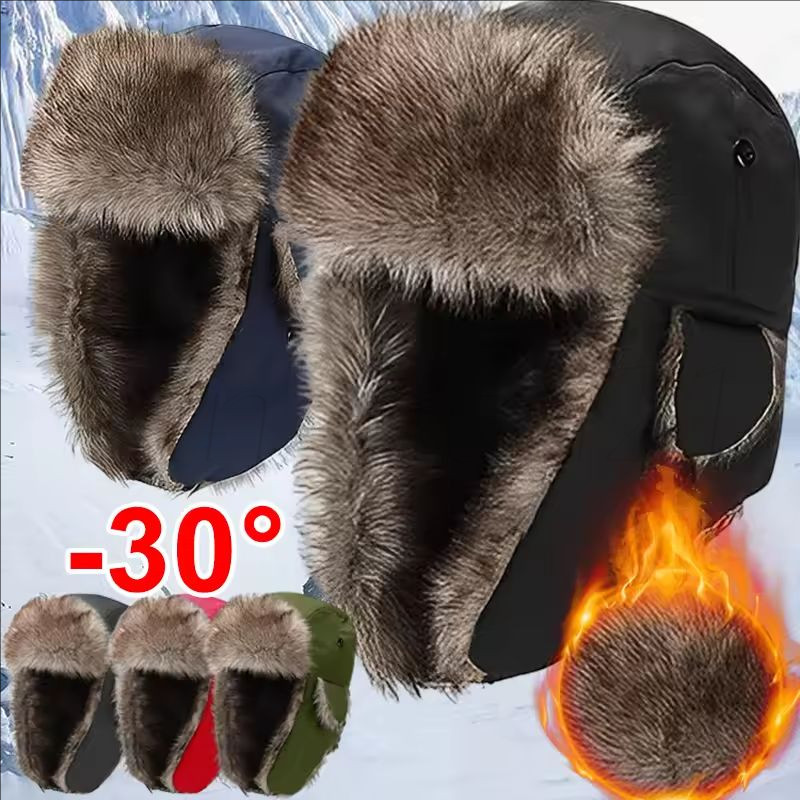 ผู้ชายผู้หญิงตุ๊กตาหิมะ Bonnet – หมวกกีฬากลางแจ้ง Unisex – ฤดูหนาว Faux Fur หมวกปิดหูกันหนาวที่อบอุ่น – สําหรับเล่นสกี, ตกปลา, การล่าสัตว์ – กันน้ํา, สบาย, กันลม, Thicken – โปรปัง