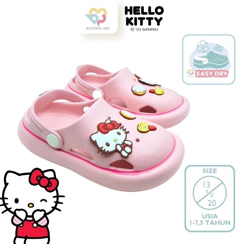 Balmoral Kids Easy Dry Clogs สําหรับเด็กผู้หญิง Hello Kitty อายุ 1 - 8 ปี BLJ-E001-HK1