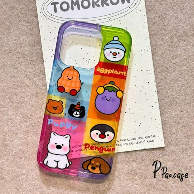 ลูกสุนัขน่ารักเข้ากันได้เคสไอโฟน 11 XR 13 15 Pro Max 14 12 Pro Max X XS Max 7 14 15 8 Plus SE 2020 การ์ตูนหมีเพนกวินเคส