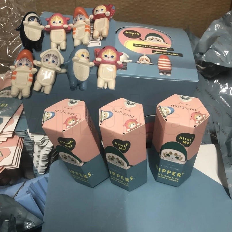 Mofusand Sonny Angel Hippers โทรศัพท์ Shark cat Series รถคอมพิวเตอร์ตกแต่งสุ่มรูปแมวของขวัญวันวาเลนไทน์