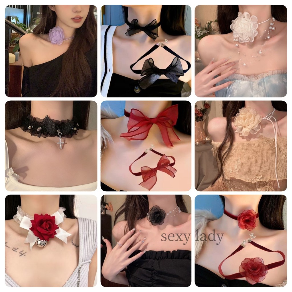 🩵sexy lady🩵โช้กเกอร์ดอกไม้ แฟชั่น เครื่องประดับแฟชั่น สําหรับผู้หญิง มีหลายสไตล์ให้เลือก