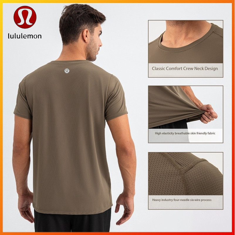 Lululemon Mens Summer Crew-Fit Athletic T-Wicking, Fast-Drying, Airy, ออกกําลังกาย-เน้นเสื้อแขนสั้นกลางแจ้ง