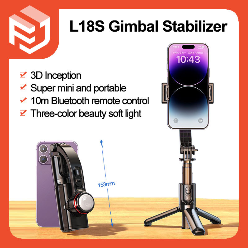 L18s Gimbal Stabilizer สําหรับโทรศัพท์ Selfie Stick ขาตั้งกล้องเติมแสงบลูทูธระยะไกลขยาย