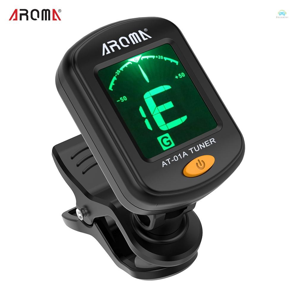 【จัดส่งด่วนในพื้นที่】  ท้องถิ่นจูนเนอร์ Aroma AT-01A ไม่รวมแบตเตอรี่ Rotatable Clip-on Tuner จอแสดงผล LCD สําหรับ Chromatic กีตาร์เบส Ukulele ไวโอลิน