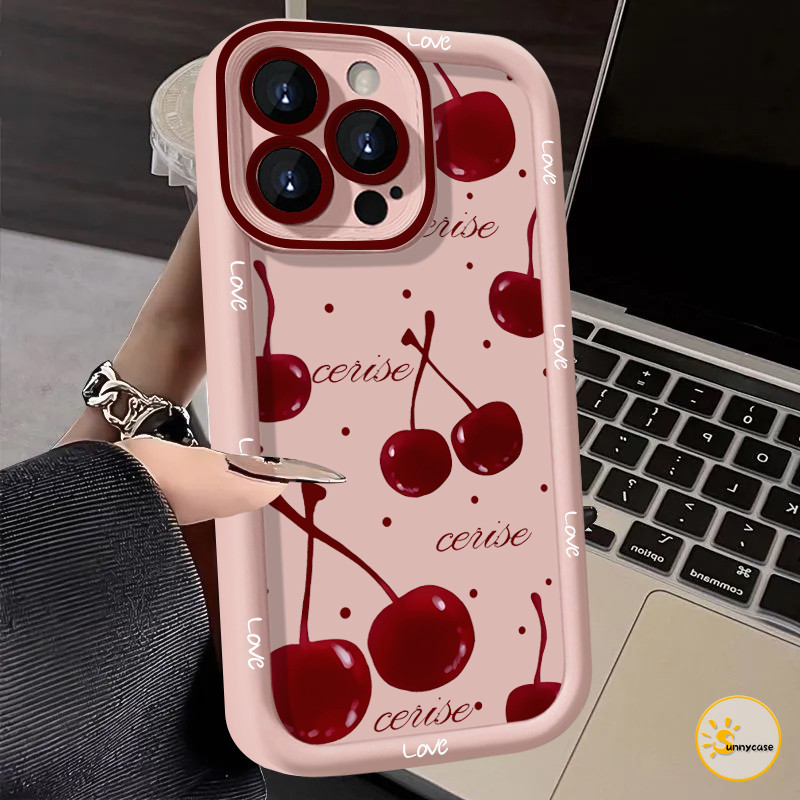 เคสนิ่มลายเชอร์รี่ตัวอักษรแฟชั่นเรียบง่าย เข้ากันได้กับ VIVO Y21 Y22 Y17s Y12i Y16 Y21s Y15s Y30 Y93 Y02 Y20 Y36 Y15 Y91