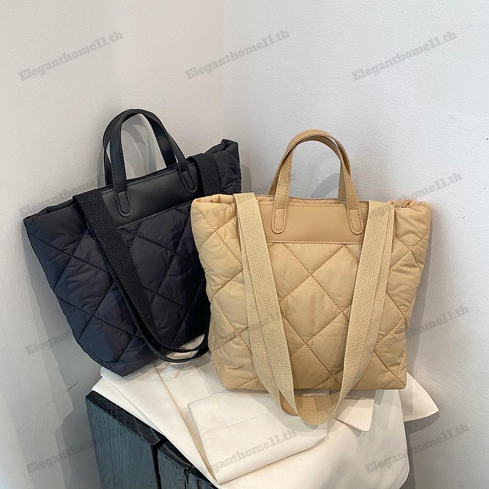 ผู้หญิงไนลอนปักเป้า Tote กระเป๋ากระเป๋าสะพายผ้านวมพร้อมกระเป๋าด้านในกระเป๋าถือสีทึบ Satchel กระเป๋าสําหรับทํางานท่องเที่ยว