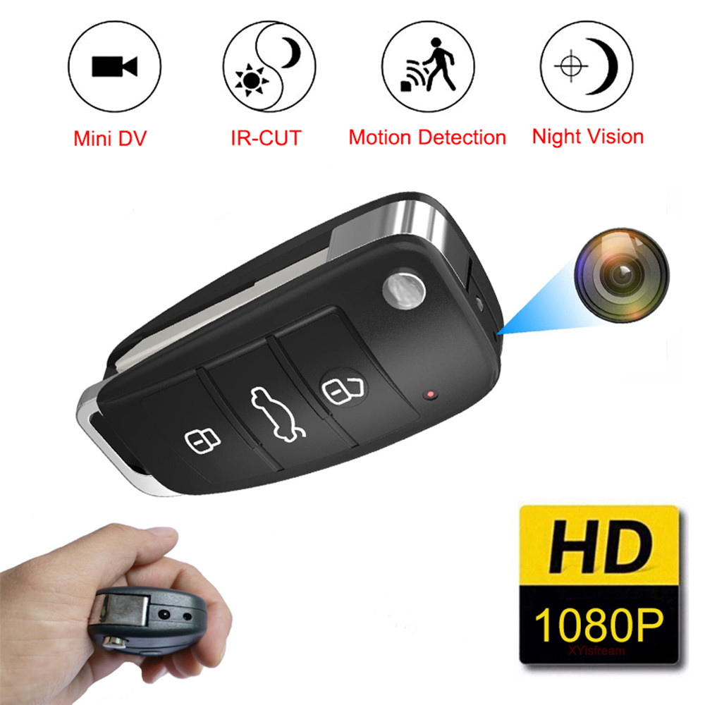 1080p Full HD กุญแจรถมินิกล้องอินฟราเรด Night Vision การตรวจจับการเคลื่อนไหวพวงกุญแจ Action กล้อง