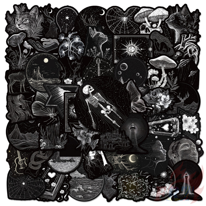 ฮิปฮอปตลก . สติ๊กเกอร์ Black Art Series 04 50 ชิ้น/เซ็ต DIY แฟชั่นสติ๊กเกอร์ Doodle กันน้ํา