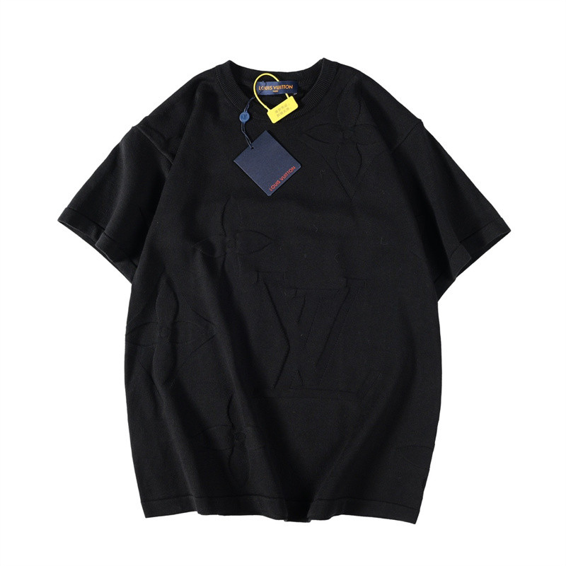 ล่าสุด High Street อินเทรนด์แฟชั่นสบายนูนรอบคอแขนสั้นผู้ชายผู้หญิงสไตล์เดียวกัน MS5T