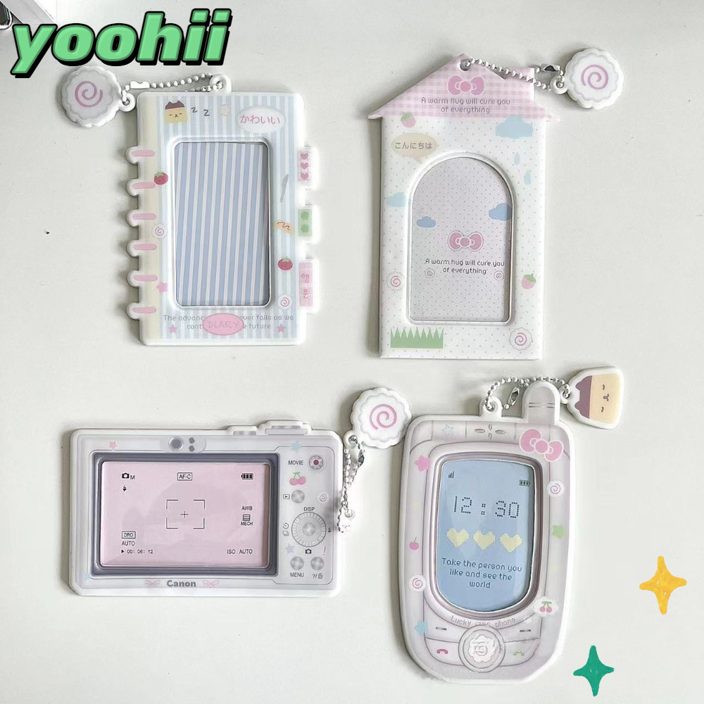 Yoohii ที่ใส่บัตรไอดอล, ที่ใส่บัตรแบบพกพาสไตล์เกาหลี, การออกแบบโทรศัพท์กล้องน้ําหนักเบา จี้ PVC ปลอกการ์ดสุ่มสําหรับเด็กผู้หญิง