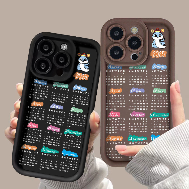 ปฏิทินเคสโทรศัพท์มือถือ for iPhone 11 13 16 Pro Max iPhone 14 15 Pro Max 12 13 Pro Max 15 Plus 13 Pro 14 Pro ปกป้อง