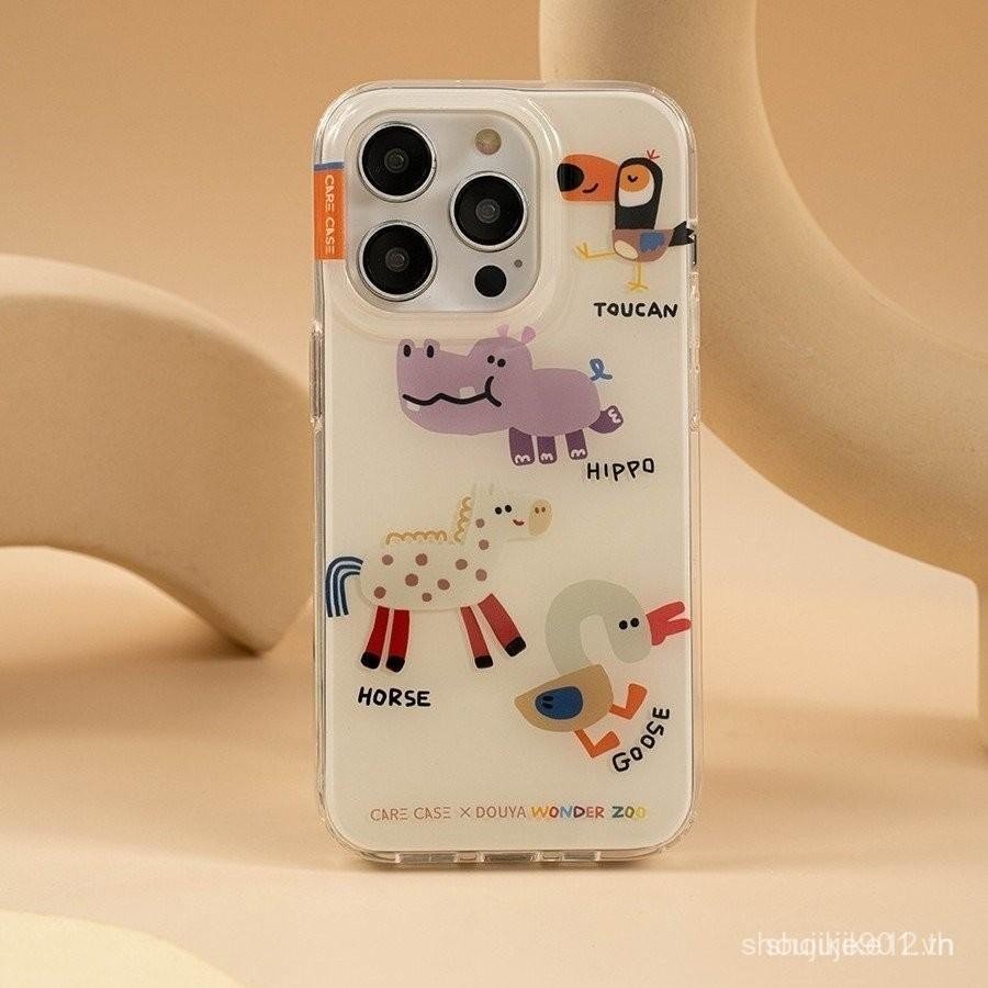 เคสรูปสัตว์แบนไม่ซ้ำใครสำหรับ iPhone 16 Pro Max/15/14 Pro Max/13 Pro Max/12 Pro Max/11/XR/XS/7 Plus/