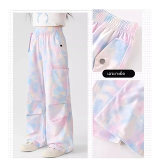 กางเกงคาร์โก้เด็กผู้หญิง Cargo Pants for Kids Girls กางเกงเด็กผู้หญิง น้ำแข็งเส้น ระบายอากาศได้สะดวกสบาย เอวสูง หลวม 130-160cm【จัดส่งจากประเทศไทย】