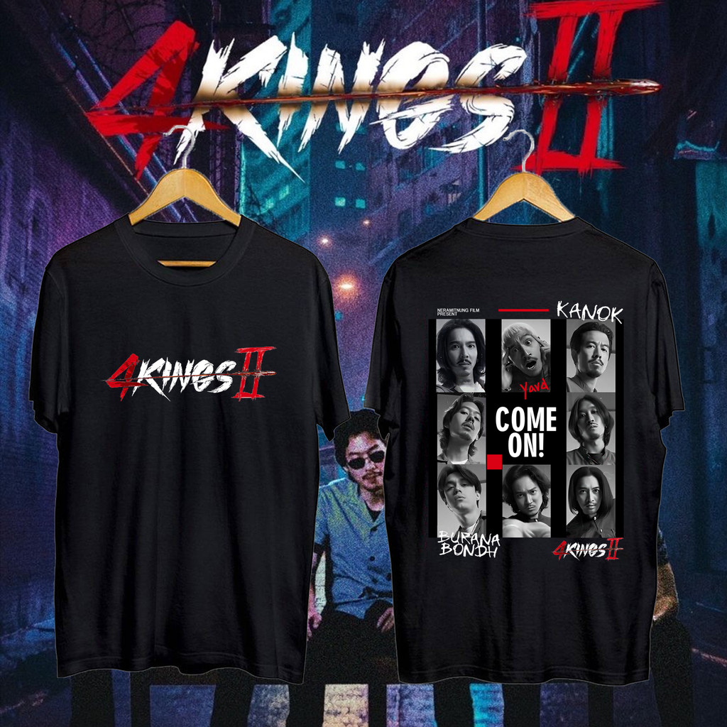 4kings Business Wear 90s ภาพยนตร์ละครยอดนิยม "4 Kings 2" เสื้อยืดพิมพ์ลายผ้าฝ้ายแขนสั้น