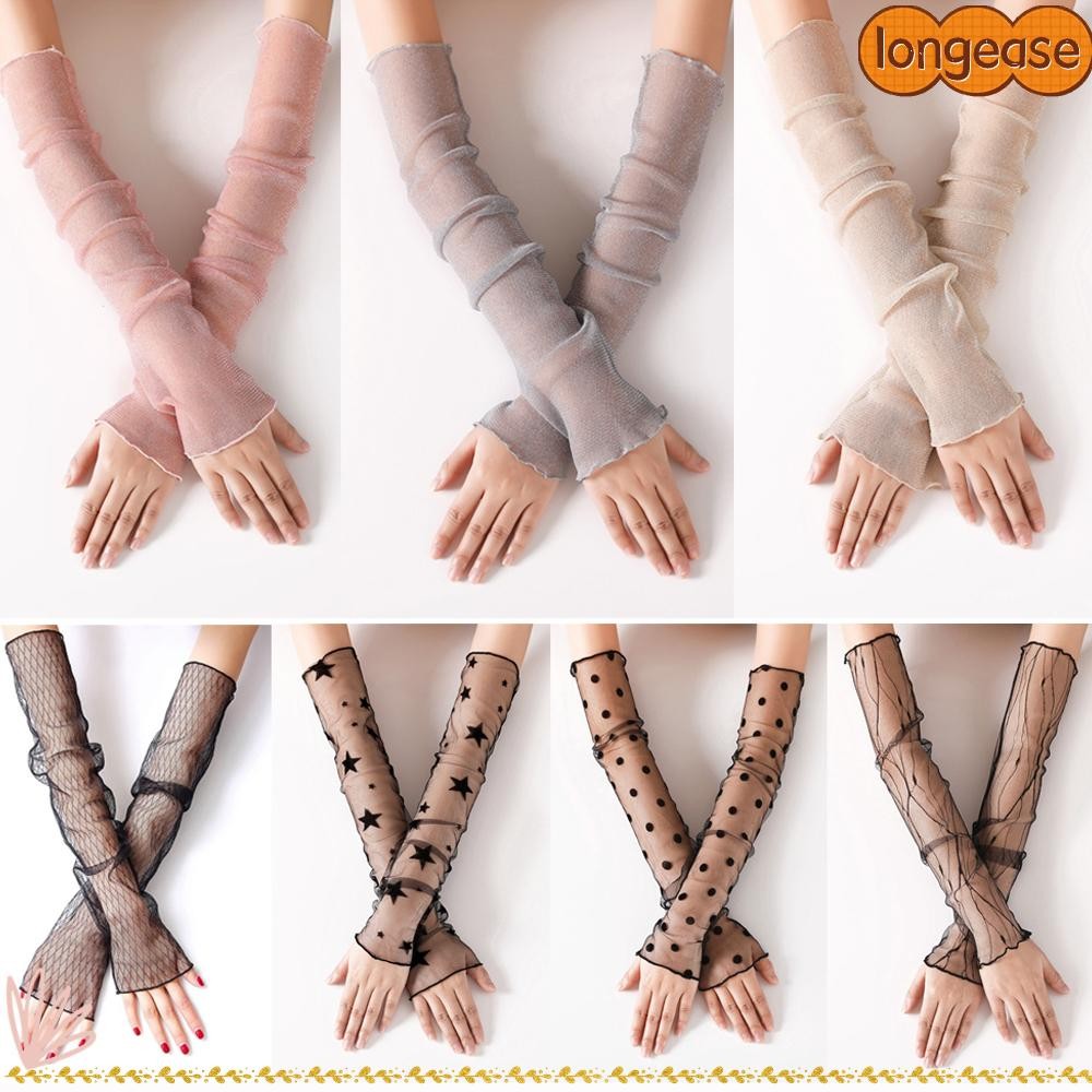 LONGE ปลอกแขนกันแดดผู้หญิงแขนอุ่น UV ครีมกันแดดบางแขนยาว