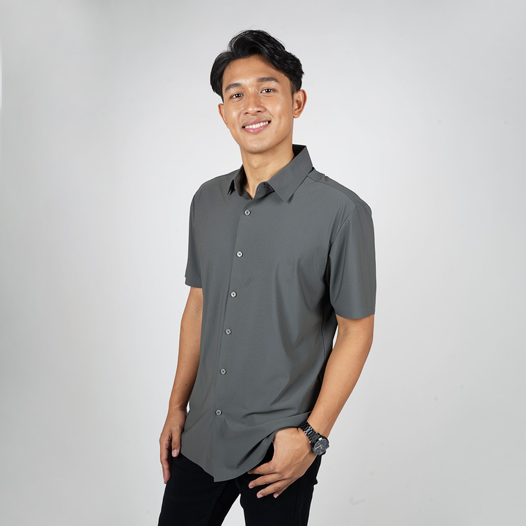 DAPPER เสื้อเชิ้ต CoolFlex Textured สีเทา - 4667PTD