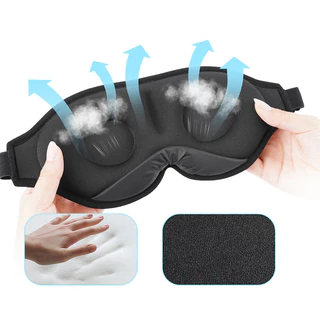 KIPRUN 3D Eye Mask สําหรับนอนหลับ,หน่วยความจําโฟม Sleep Eye Mask, 100% Light Blocking Sleep Mask, Ergonomic Zero Eye Pressure Blindfold Eyepatch, Ultra Delicate Soft Skin Friendly Ey