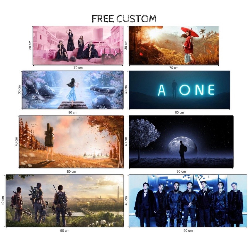 แผ่นรองเมาส์สําหรับเล่นเกมแบบกําหนดเอง 70x30/80x30/80x40/90x40