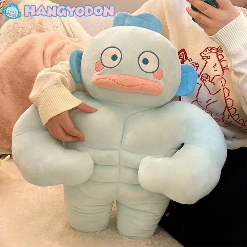 Spoof Muscle Fish Plush Toy ขนาด 40/60/80ซม. ตุ๊กตาการ์ตูน Soft หมอนน่ารักของขวัญวันเกิด - รูปที่ 6