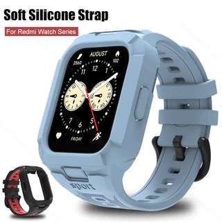สายซิลิโคนสําหรับ Xiaomi Redmi นาฬิกา 6 5 4 Active Lite กรณีกีฬา Band Smartwatch สายคล้องคอสําหรับ Redmi นาฬิกา 5Active TPU แบบบูรณาการ Anti-Drop สายรัดข้อมือ