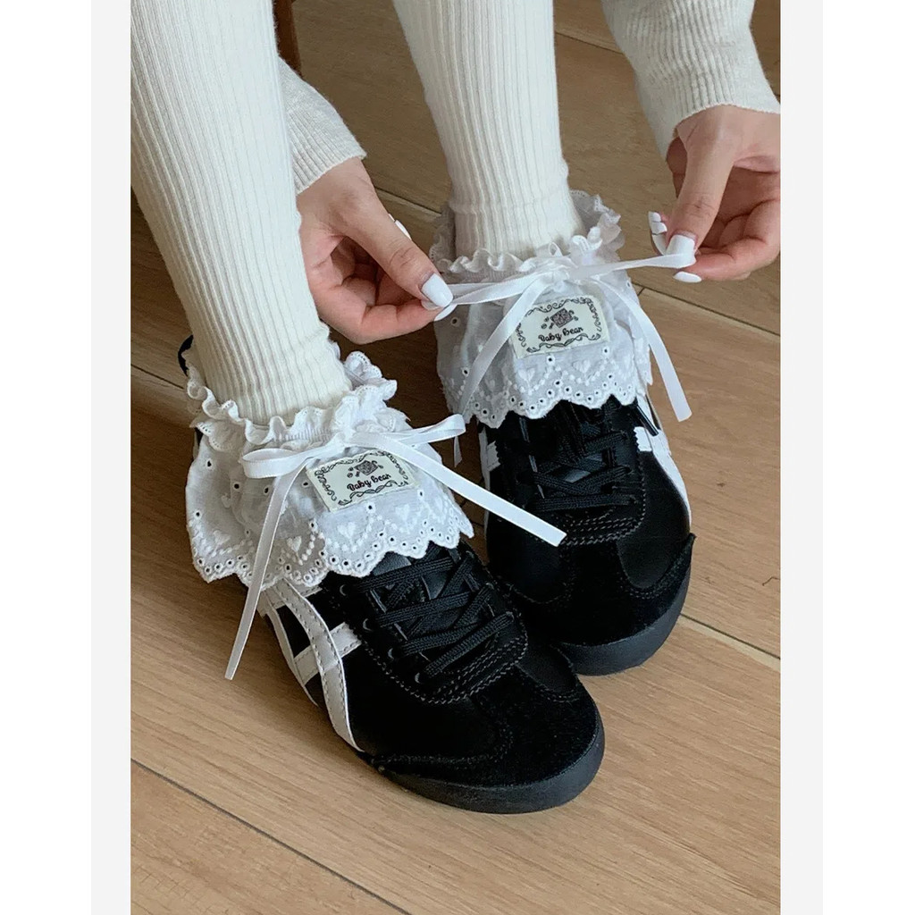 Ins Blogger สไตล์เดียวกันสไตล์บัลเล่ต์ป้ายผ้าหวานลูกไม้ไม่สม่ําเสมอ Lolita Toeless ถุงเท้า/ฝาครอบรองเท้า - รูปที่ 6