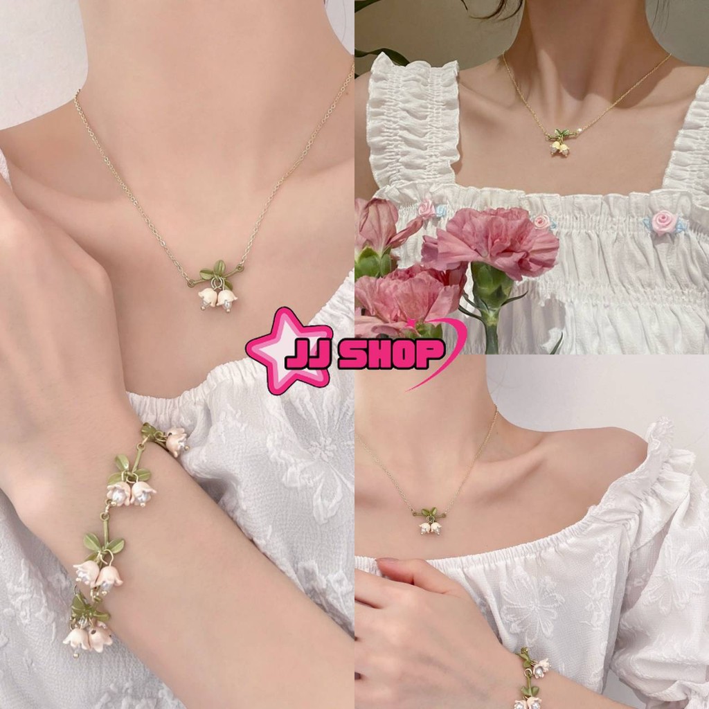 JJ Shop​💜พร้อมส่ง สร้อยข้อมืด สร้อยคอ คาวาอี้มาก ลายดอกไม้มินิมอล "BRL-8/BRL-9"