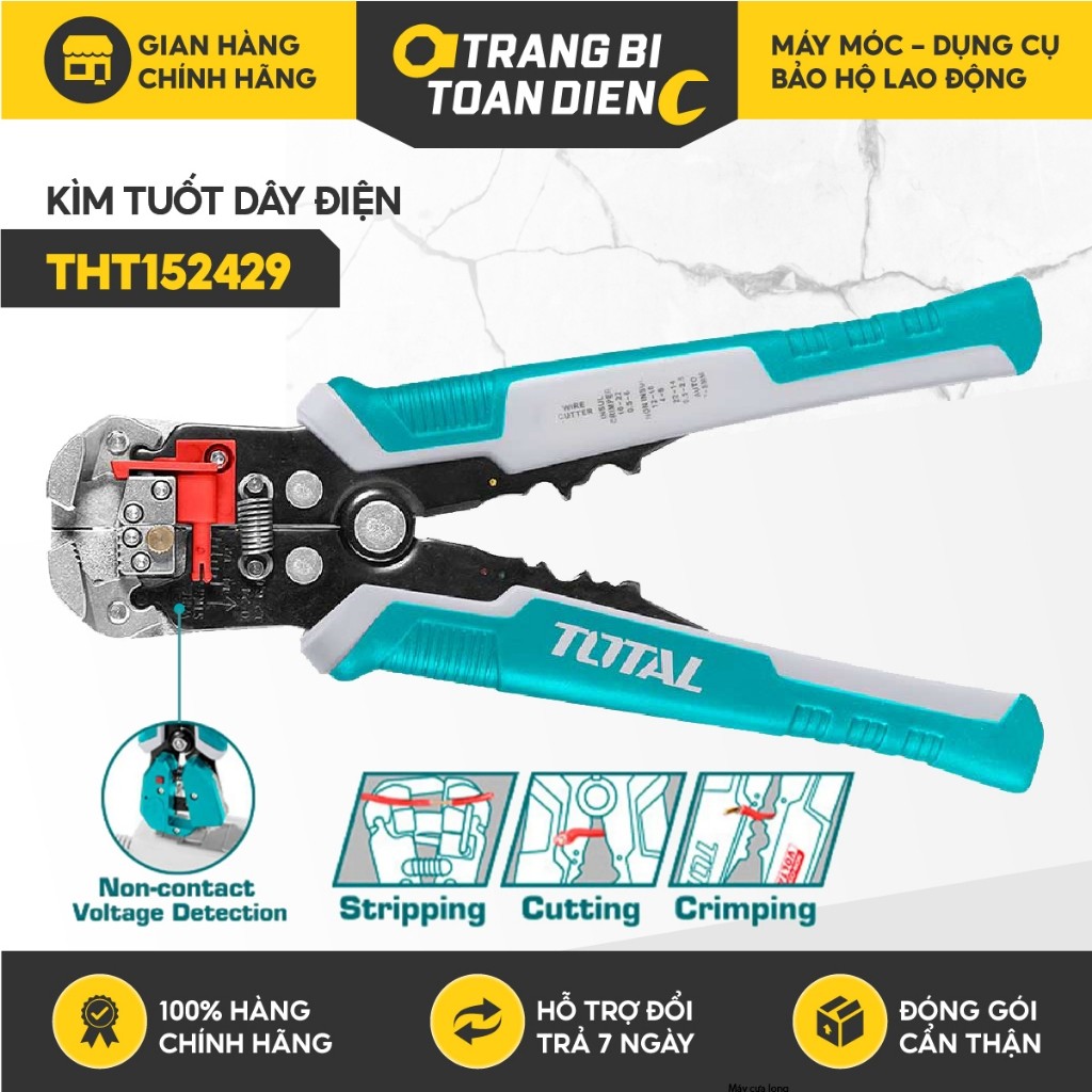 Total THT คีมปอกสายไฟอัตโนมัติอัจฉริยะ152429 การตรวจจับแรงดันไฟฟ้าแบบไม่สัมผัสสากล