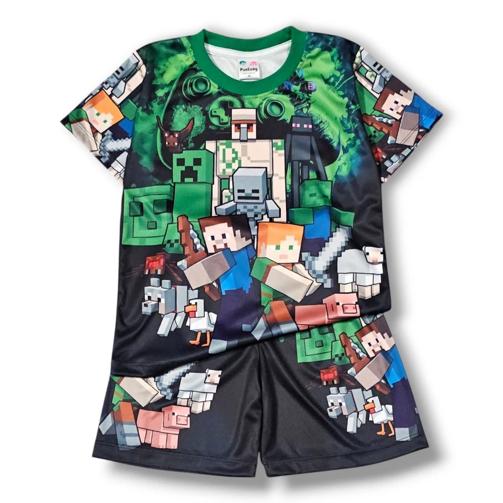 ชุดเสื้อแขนสั้นกางเกงขาสั้นเด็ก ลายเกมวิดีโอเกม เลโก้ thumbnail 3