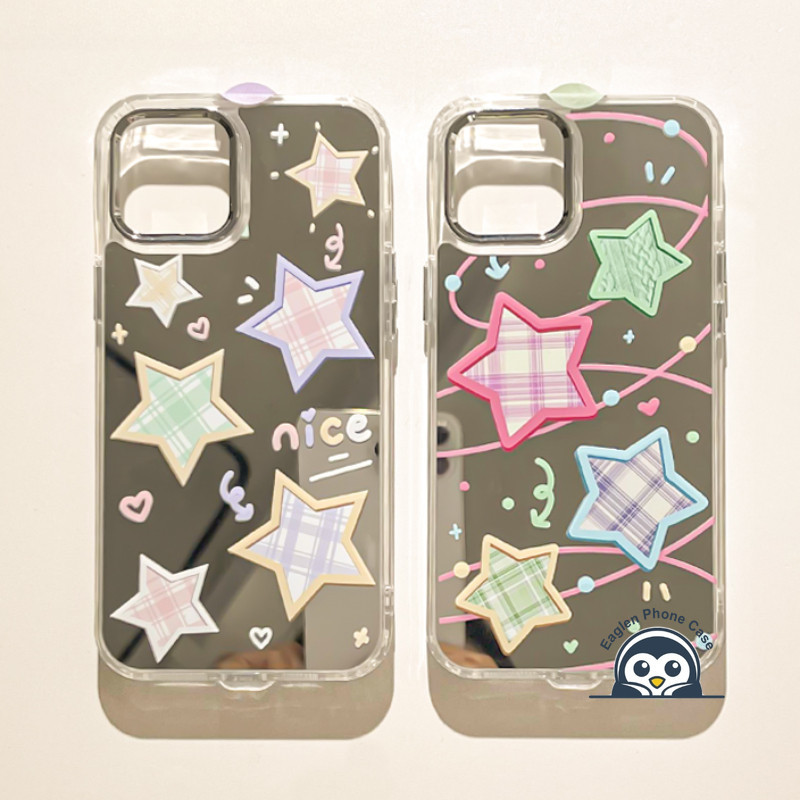 สไตล์เกาหลีสีสันStarกระจกเคสโทรศัพท์สําหรับRedmi A4 14C 14R 13 13R 13C 12C 12R 11A 10A 10C 9A 9C NFC