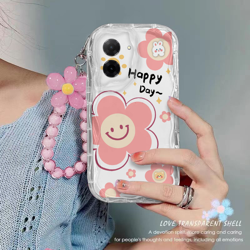 เคส Redmi A5 POCO C71 เคสโทรศัพท์ใส ดอกไม้ เชือกห้อยลูกปัด เคสโทรศัพท์กันกระแทกแบบใส