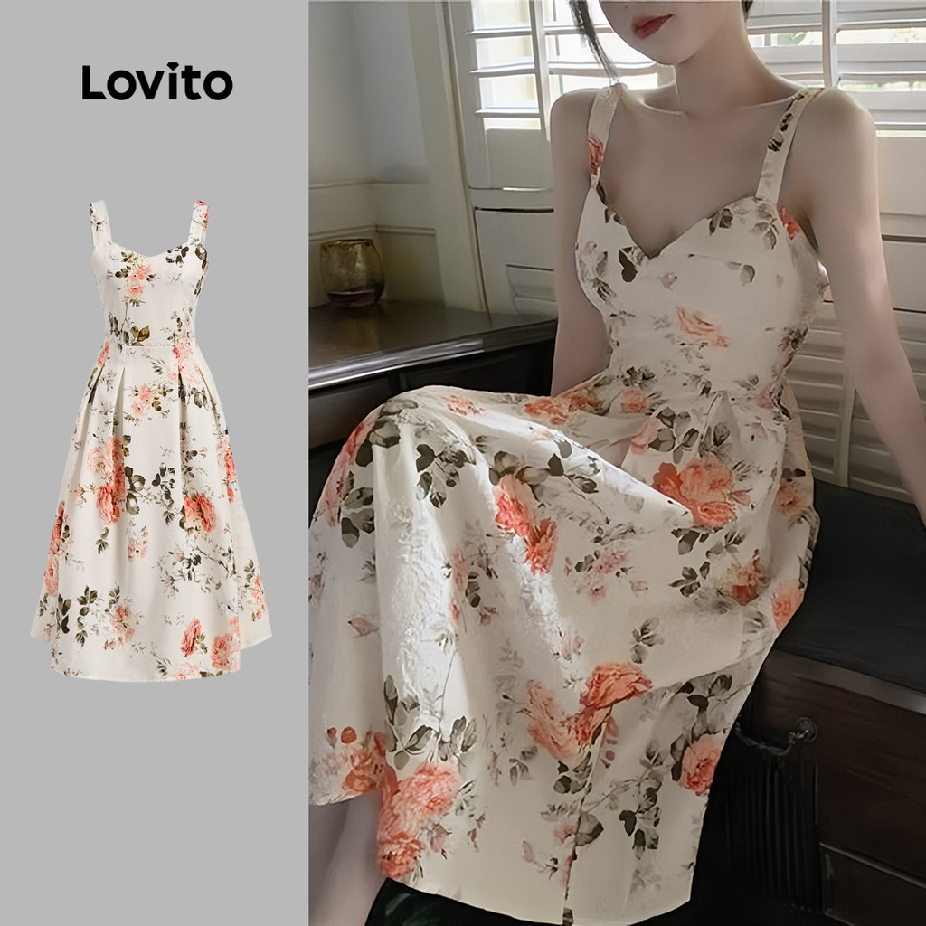 Lovito โบฮีเมียนลายเดซี่เดรสลายดอกไม้สําหรับผู้หญิง L131ED064