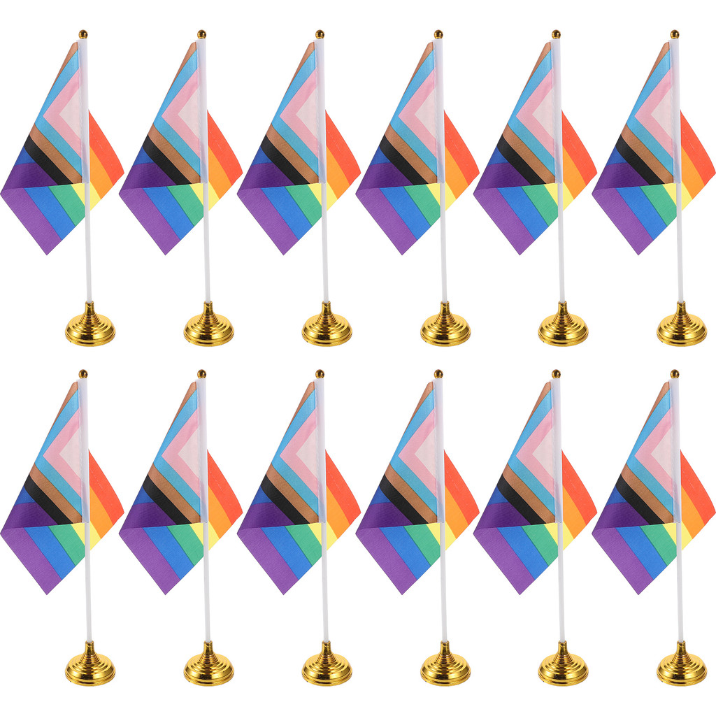 ธงตั้งโต๊ะ Pride Rainbow 12 ชุด ธงตั้งโต๊ะ LGBT พร้อมฐาน ตกแต่งฉลอง