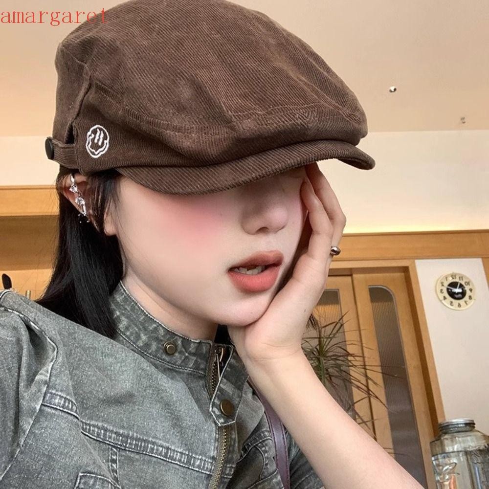 อามาร์กาเร็ต ผู้หญิงเบเร่ต์,ปรับผ้าลูกฟูกอเนกประสงค์จิตรกรหมวก,ระบายอากาศสีทึบไปข้างหน้าหมวกหญิงหมวกแบน