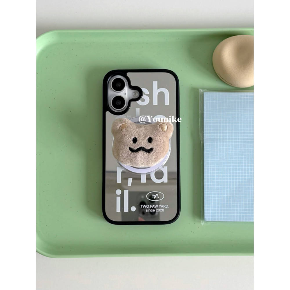 SMTR25 เกาหลี Aidou hamin Lee hamin สไตล์เดียวกันกระจกหมีวงเล็บน่ารักเหมาะสําหรับ iphone16pro/15prom