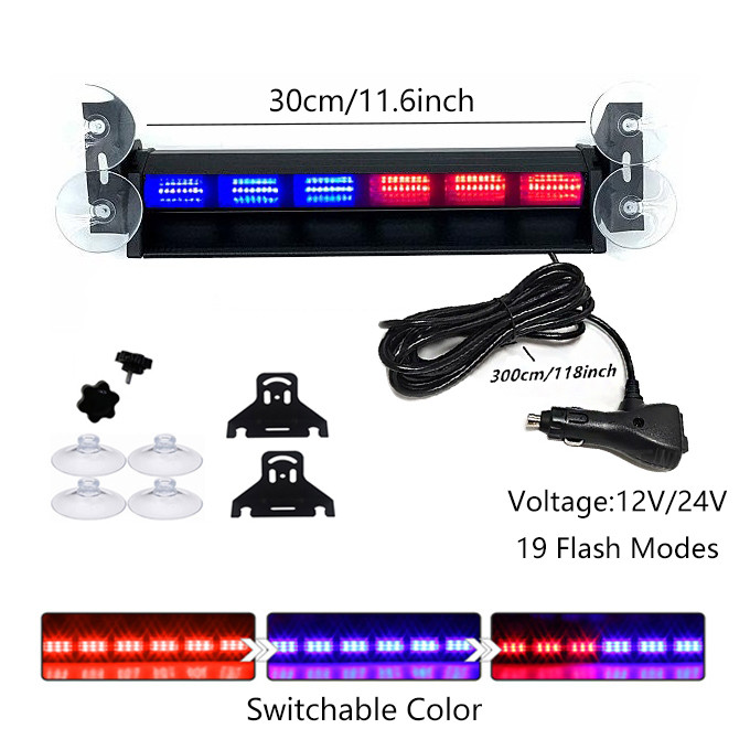 LED ฉุกเฉิน Dash Strobe Light ภายในกระจกความปลอดภัยคําเตือนไฟตํารวจ 12 V /24 V กระจก Visor Light Bar สําหรับตํารวจ